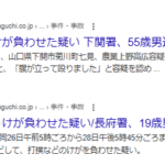 2025年10月14日山口新聞電子版報道、下関署は13日、山口県下関市菊川町七見、農業上野高広容疑者（55）を傷害の疑いで現行犯逮捕
